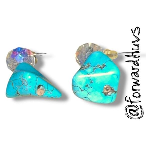 Bundle Sale 3 for $15 | Faux Turquoise Dangle Earrings - Picture 3 of 6